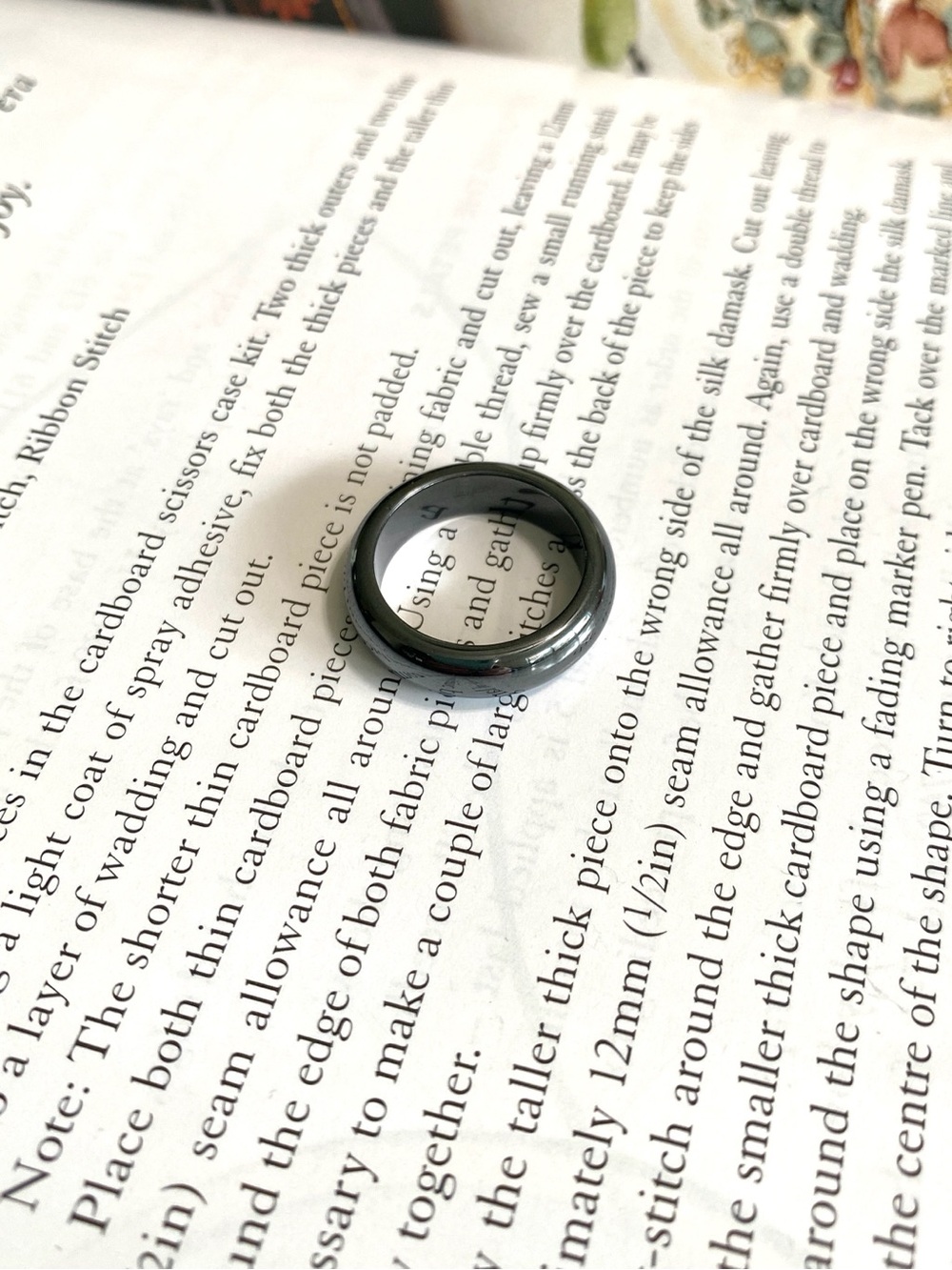 Hematite Gemstone Band Ring Dark Metallic Minimalist Stackable Jewelry